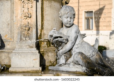 Bratislava, Slovakia. 2019/11/4. Fountain With Statues Of Children In 