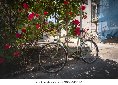 Bratislava, Slovakia- 2.April 2021: Old Bicycle For City Use