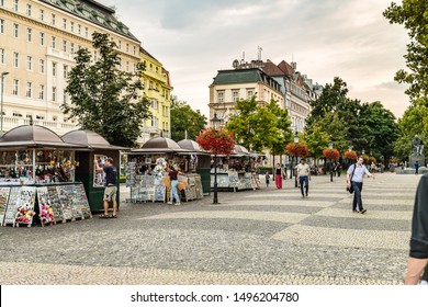 BRATISLAVA, SLOVAKIA - AUGUST 26, 2019:  Tourists Visiting Hviezdoslavovo Namestie In  Bratislava, Capital Of Slovakia