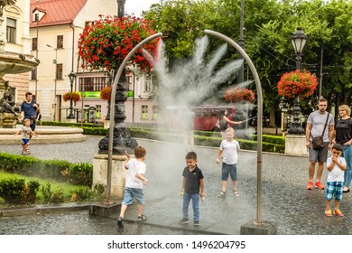 BRATISLAVA, SLOVAKIA - AUGUST 26, 2019:  Tourists Visiting Hviezdoslavovo Namestie In  Bratislava, Capital Of Slovakia