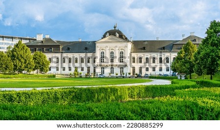 Bratislava, Slovakia: Grassalkovich palace, the presidential palace, official residence of the president of Slovakia; a Rococo late Baroque summer palace with a garden