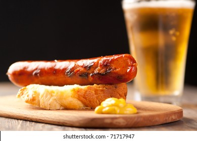 Bratwurst  Sausage With Beer And Mustard