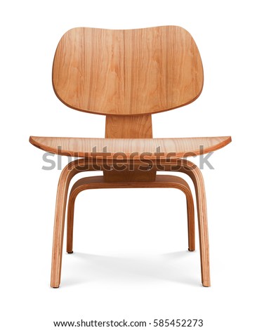 Brawn color wooden chair, armchair. Modern designer. Chair isolated on white background. Series of furniture