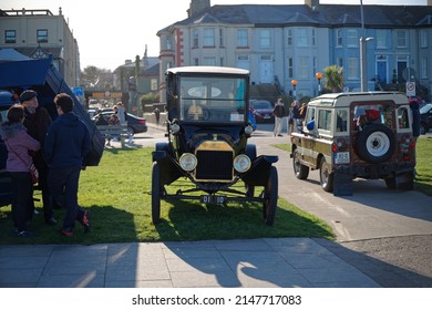 BRAY, CO. WICKLOW, IRELAND - MARCH 19, 2022: Front View Of Black 1915 Ford Model T At The Bray Vintage Car Club Show. Annual Open Air Retro Cars Display.