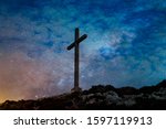 BRAY HEAD, WICKLOW, IRELAND
A photo of the stone cross at the top of Bray Head with a cosmic magical background where religion meets astrology. 