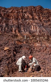 Corumbá, Brazil, August 5, 2006. Workers Working In An Iron Ore Mine In The Region Of Corumbá In The State Of Mato Grosso Do Sul.