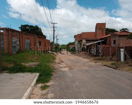 Brazil, city of São Luis, state of Maranhão, March 2021. A typical street on the outskirts of Brazilian cities, poverty, without infrastructure, asphalt and sanitation.