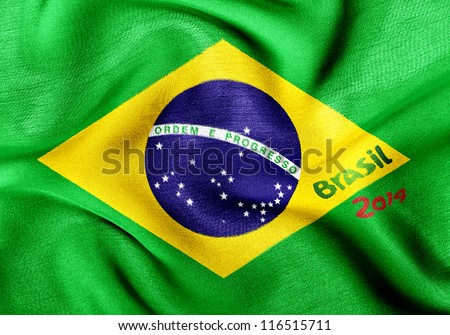 Brazil flag 2014 wrinkled