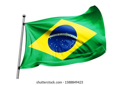 Brazil Flag Waving Isolated White Background Stock Photo 1588849423 ...