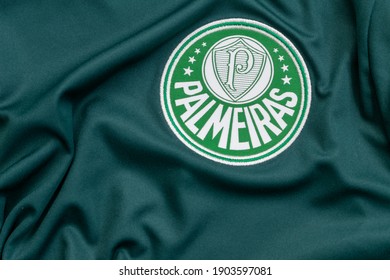 Brazil - January 21, 2021: T-shirt Of The Palmeiras Soccer Team, In The Dispute For The Copa Libertadores Da América Final.