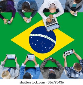 Brazil National Flag Business Communication Meeting Concept