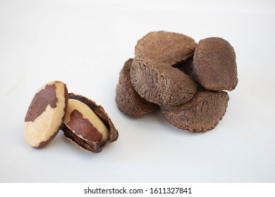 Brazil nuts on a white background