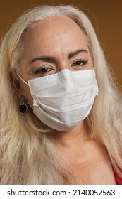 Brazilian Blonde Woman Wearing Surgical Mask
