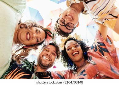 Brazilian Carnival. Group Of Brazilians Having Fun In The Carnival Block