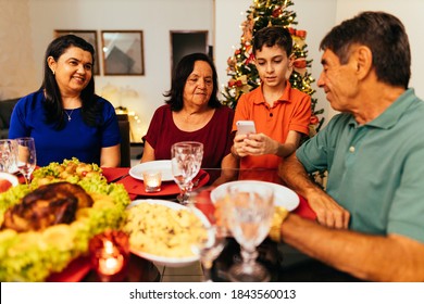 Brazilian Christmas. Family Celebrating Christmas At Home