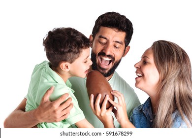 Brazilian Family Eating Chocolate Easter Egg