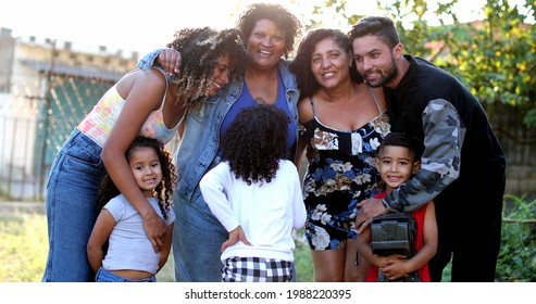 Brazilian Family Posing Outside, Hispanic Family Photo Together