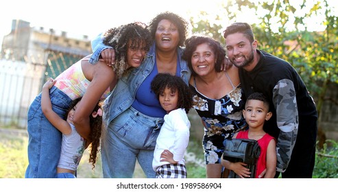 Brazilian Family Posing Outside, Hispanic Family Photo Together