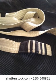 Brazilian Jiu Jitsu White Belt With 4 Degrees On Black Gi.