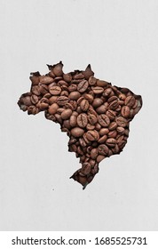 Brazilian Map Coffee Beans Concept