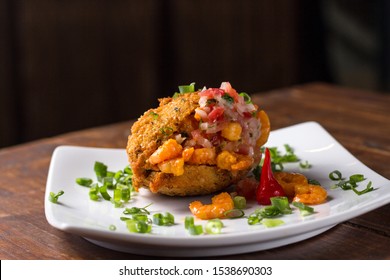 Brazilian Acarajé On White Plate