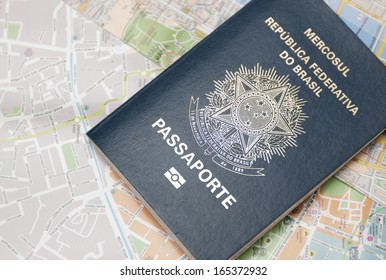 Brazilian Passport Above Map Passport Governmentissued Stock Photo ...