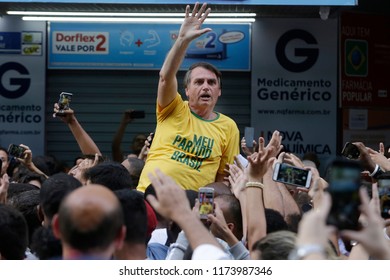 Brazilian Presidential Candidate Jair Bolsonaro During A Rally In Juiz De Fora On 06th September 2018