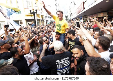 Brazilian presidential candidate Jair Bolsonaro during a rally in Juiz de Fora on 06th september 2018