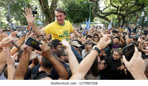 Brazilian presidential candidate Jair Bolsonaro during a rally in Juiz de Fora on 06th september 2018