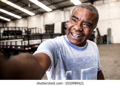 Brazilian Worker Taking a Selfie