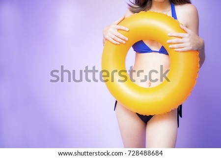 Brazilian young woman body wearing bikini concept of summer holidays. No face