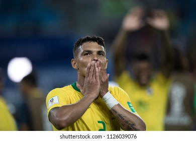 Brazil's National Football Team Defender Thiago Silva During The Match Against Serbia At World Cup 2018. Spartak Stadium, Moscow. June 27th 2018. 