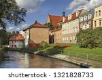 Brda river bank in Bydgoszcz. Poland