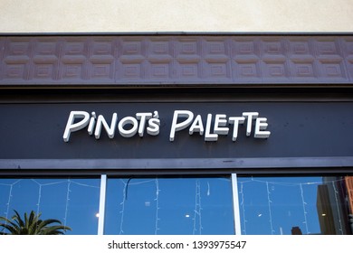 Brea, California/United States - 04/17/2019: A Store Front Sign For The Paint And Sip Franchise Known As Pinot's Palette