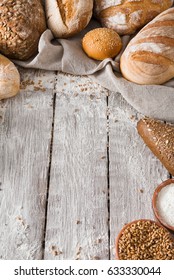 Bread Background On Rustic Wood Bakery Stock Photo 633330044 | Shutterstock