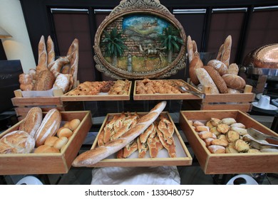 Bread and Bakery Selection in an Elegant Buffet
