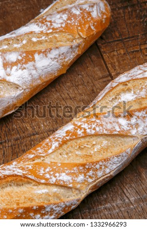 Similar – Image, Stock Photo loaf of bread and crunchy apples on a wooden bench