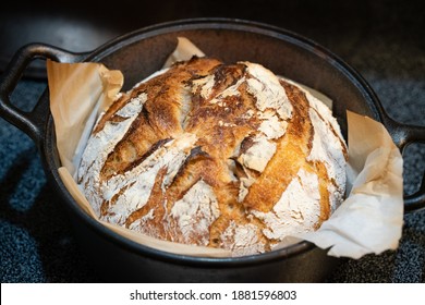 Bread Boule In Cast Iron Pot