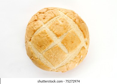 Bread Boule Sitting On A White Background