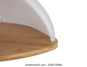 Bread Box With Bamboo Wooden Bottom Isolated On White Background