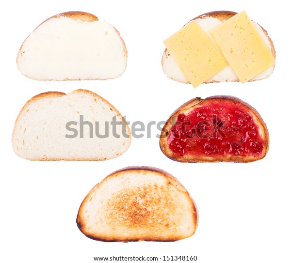 Bread Butter Isolated On White Jam Stock Photo Edit Now