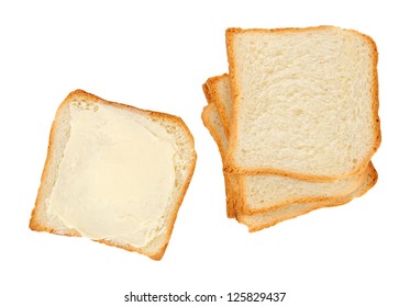 Bread And Butter, Over White, View From Above