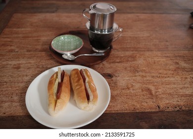 Bread and coffee in Vietnamese style. 