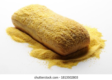 Bread With Cornmeal On A White Background