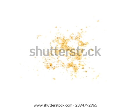 Bread Crumbs Isolated. Scattered Crushed Rusk Bread Crumbs for Nuggets, Panko on White Background Top View