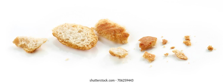 Bread crumbs macro isolated on white background