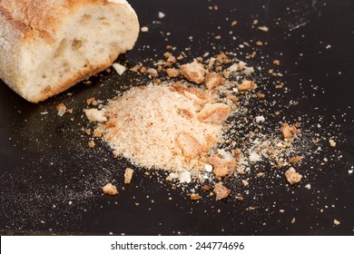 Bread Crumbs On Black 