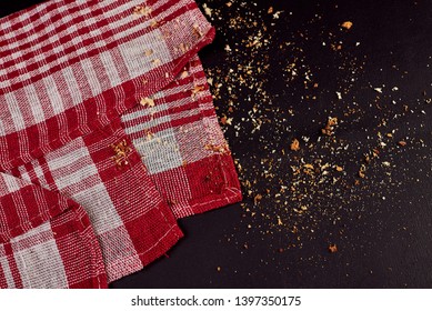 Bread Crumbs On A Black Background