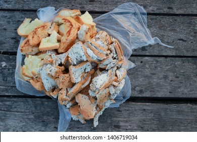 Bread Crumbs On The Old Wooden Floor