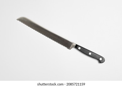 Bread Cutting Knife Isolated On White Background.High Resolution Photo. Mock Up